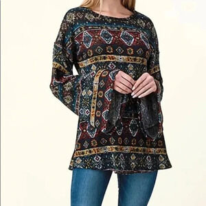 🆕 Blumin Geometric Prints Bell-Sleeve Tunic S 🆕